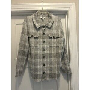 WILLIAM RAST Size XL Gray Check Plaid SOFT FUZZY Buttoned Shirt Shacket Cozy